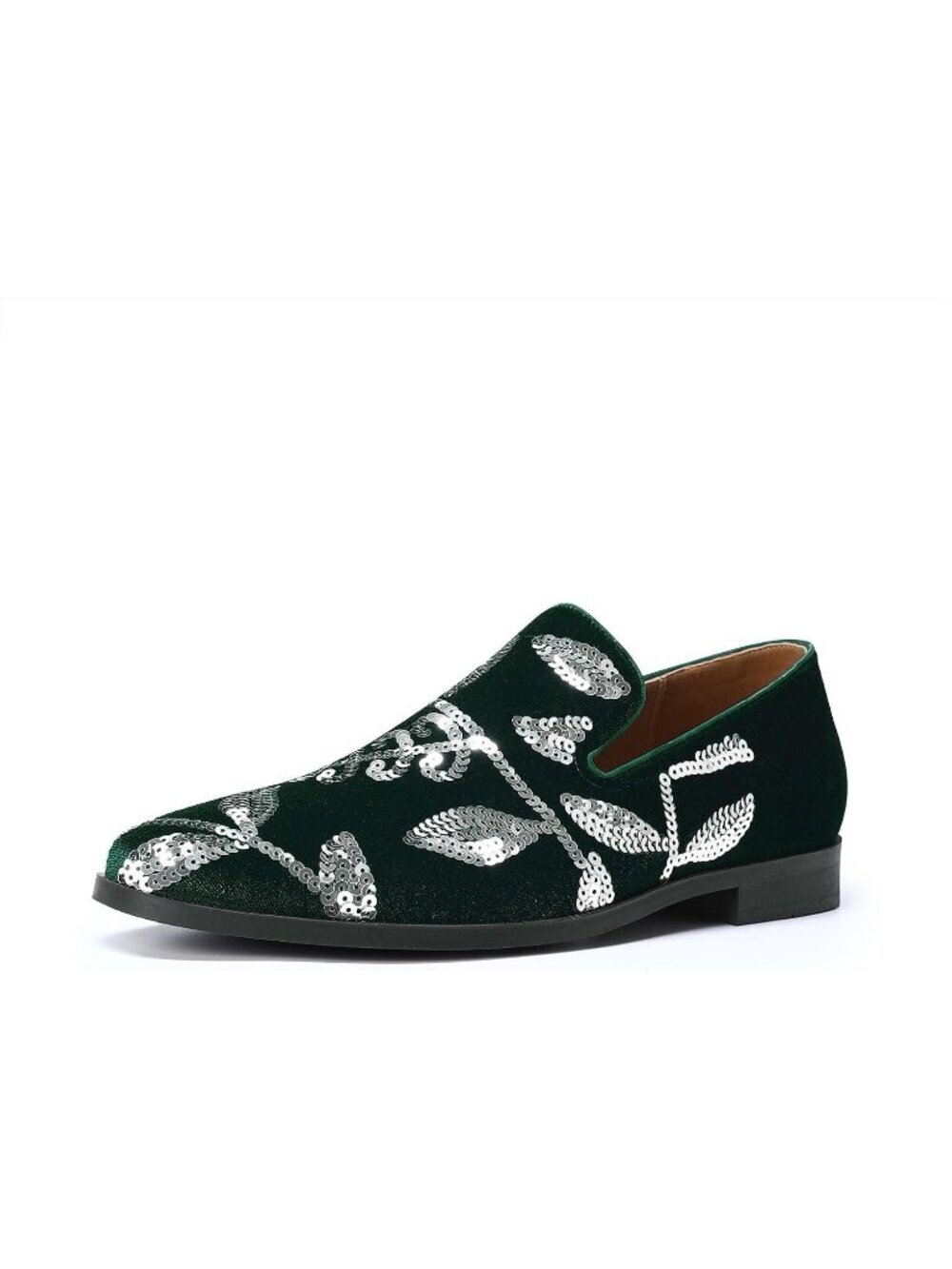 🆕Men Green Rubber Faux Leather Textile Korean Velvet Loafer Non Slip Sole Shoes